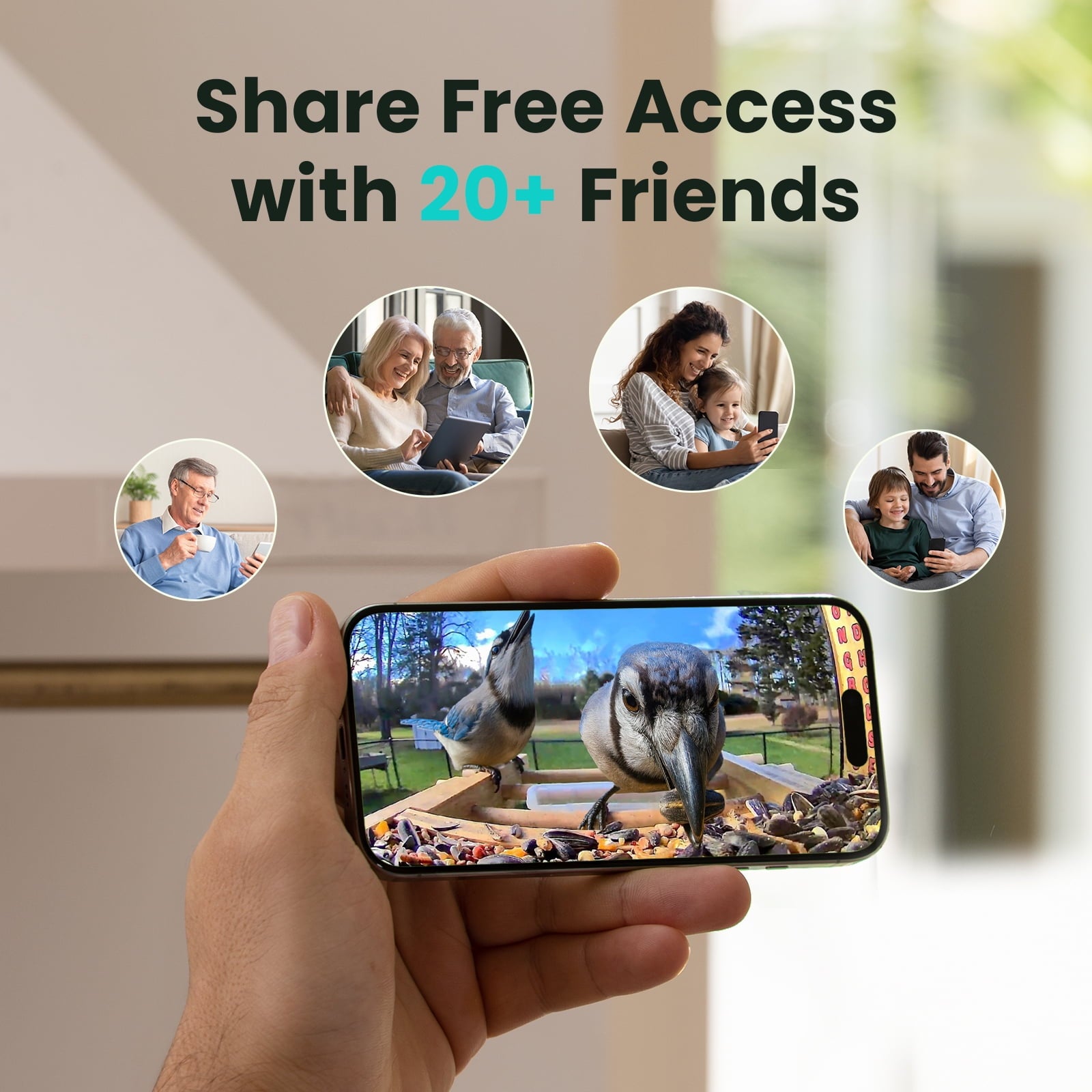 Smart Bamboo Bird Feeder with Camera (Free AI)