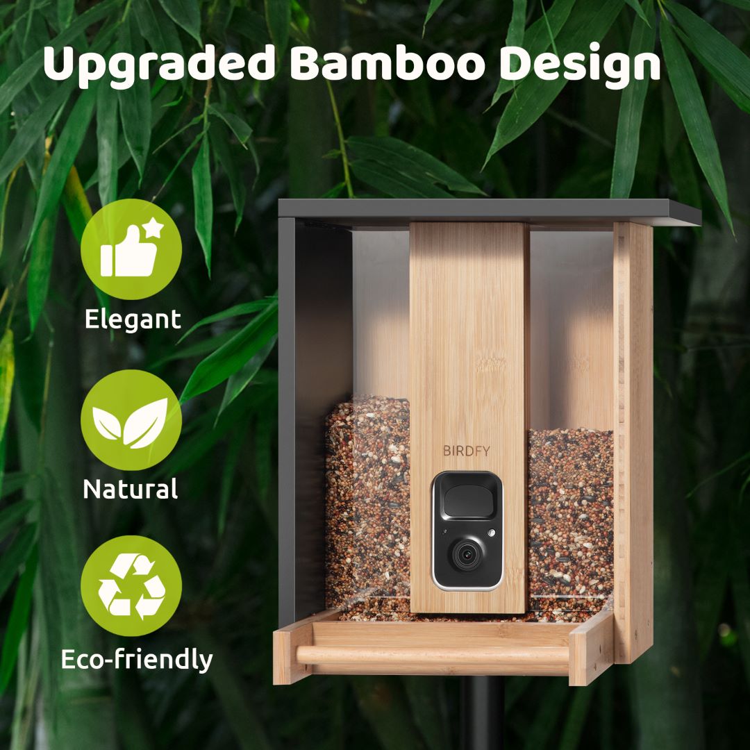 Birdfy Feeder Bamboo - Upgraded Smart Bird Feeder for Your Backyard