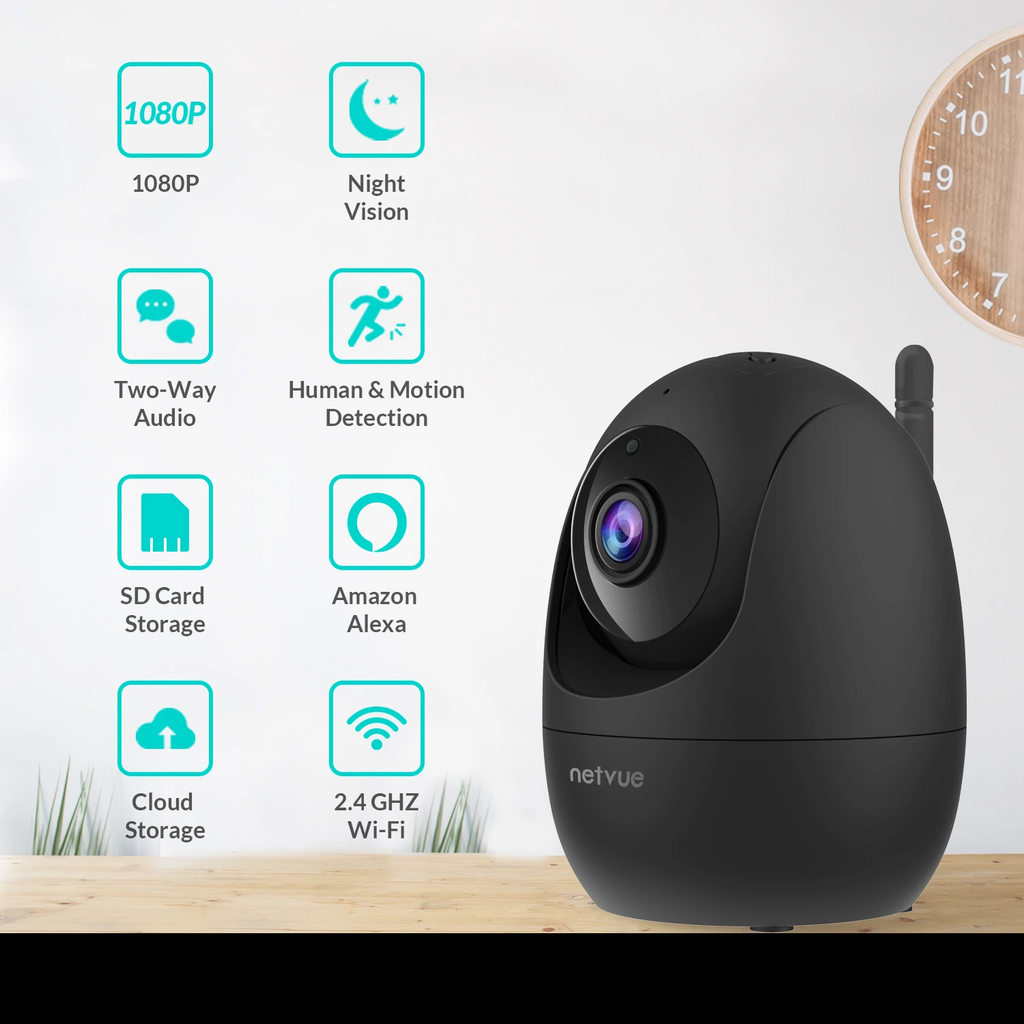 Netvue 1080P Indoor Security Camera-Orb Mini (Black + White) - netvue